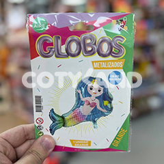 GLOBO METALIZADO FORMA SIRENITA Cotillón Cotyland