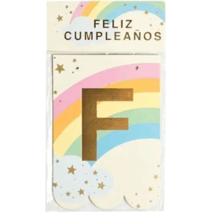 BANDERIN FELIZ CUMPLEAÑOS ARCO IRIS CON NUBE STAMPING x1 03348-54 GM