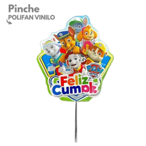 ADORNO PINCHE POLIFAN VINILO FELIZ CUMPLE PAW PATROL x 1
