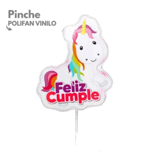ADORNO PINCHE POLIFAN VINILO FELIZ CUMPLE UNICORNIO