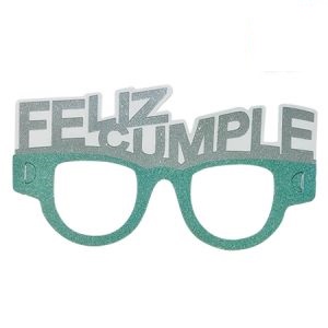 LENTES DE PAPEL FELIZ CUMPLE GLITTER UV x 6 unidades