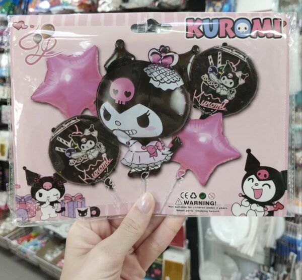 SET DE GLOBOS PERSONAJE KUROMI 5 PIEZAS  x1