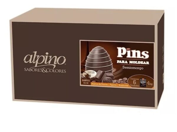 CHOCOLATE ALPINO LODISER PINS SABOR SEMIAMARGO (BULTO 6 x1kg) BAMP01A