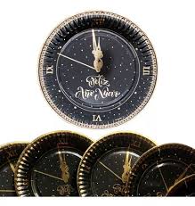 PLATO DE POLIPAPEL 17cm RELOJ FELIZ AÑO x 6 unidades