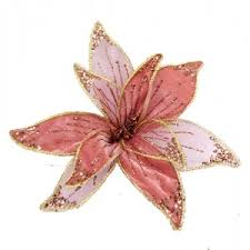 FLOR ROSA CON GLITTER GRANDE 17X32X32