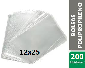BOLSITA POLIPROPILENO 12x25cm x200 UNIDADES