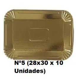 BANDEJA CARTON RECTANGULAR DORADA Nº5 (28x30cm) x10u.