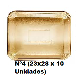 BANDEJA CARTON RECTANGULAR DORADA Nº4 (23X28cm) x10u.