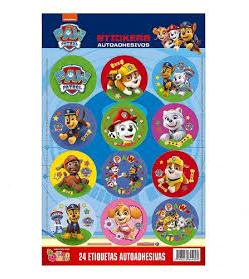 STICKERS EN PLANCHA PAW PATROL (plancha 2 x 12)