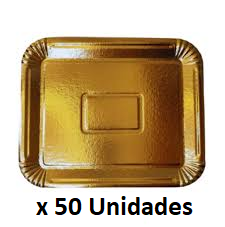 BANDEJA CARTON RECTANGULAR DORADA Nº6  2 1/2kg (30X40cm) BULTO x50u. RAF709