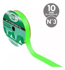 CINTA RASO Nº3 VERDE MANZANA x10mts 32