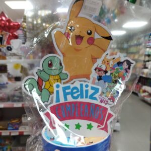 ADORNO CON BASE FELIZ CUMPLEAÑOS POKEMON x1 u.CREACIONES PAU