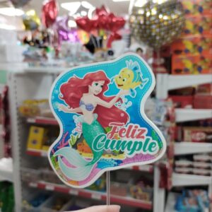 PINCHE POLIFAN VINILO FELIZ CUMPLE PERSONAJE SIRENITA  x U