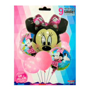 KIT GLOBOS PERSONAJE MINNIE 9 PIEZAS x1 G53-027V3
