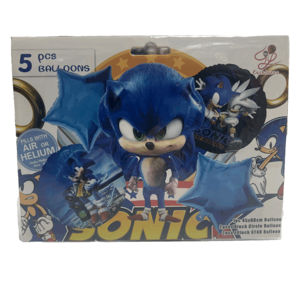 KIT DE GLOBOS PERSONAJE SONIC 5 PIEZAS  x1 GY-520