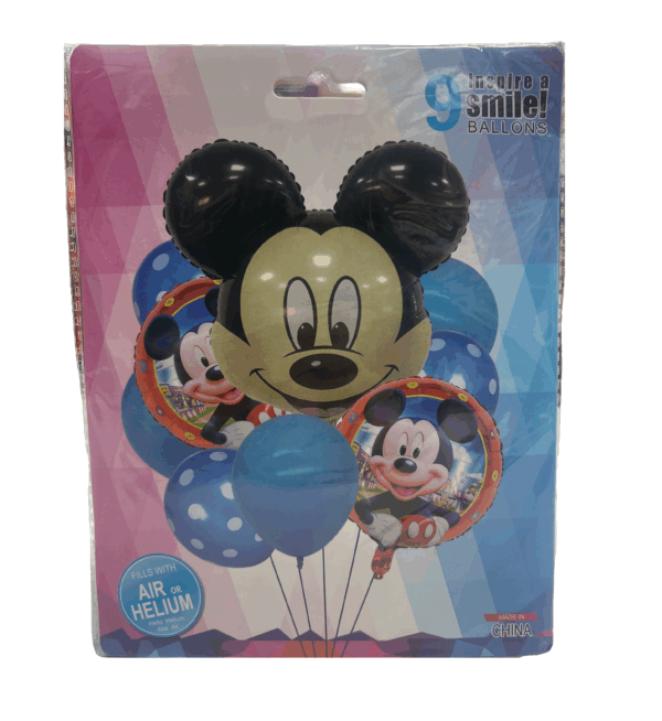 KIT GLOBOS PERSONAJE MICKEY 9 PIEZAS x1 G53-027W3