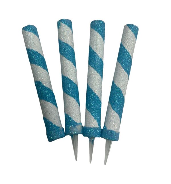 VELA BENGALA TORNEADA CELESTE BLANCO x 4