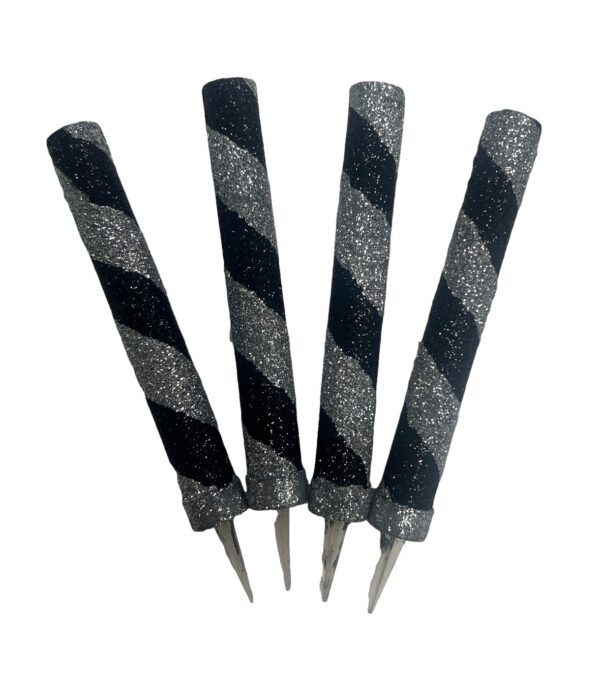 VELA BENGALA TORNEADA PLATA NEGRO x 4