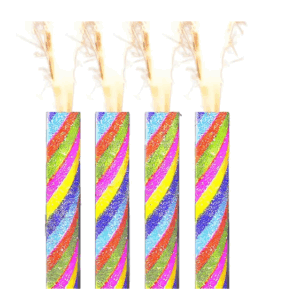 VELA BENGALA CON BRILLO PREMIUM UNICORNIO ARCOIRIS x4