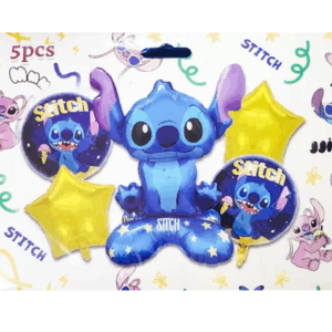 KIT GLOBOS PERSONAJE STITCH 5 PIEZAS x1 50