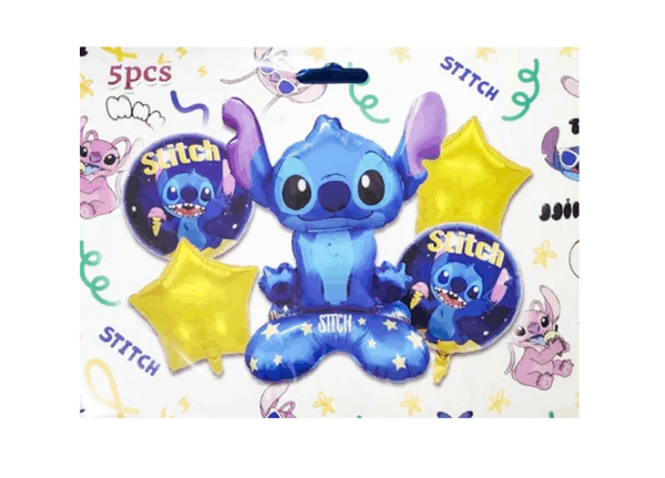 KIT GLOBOS PERSONAJE STITCH 5 PIEZAS x1 50