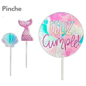 ADORNO PINCHE SET FELIZ CUMPLE COLA DE SIRENA CALUMI x3u.