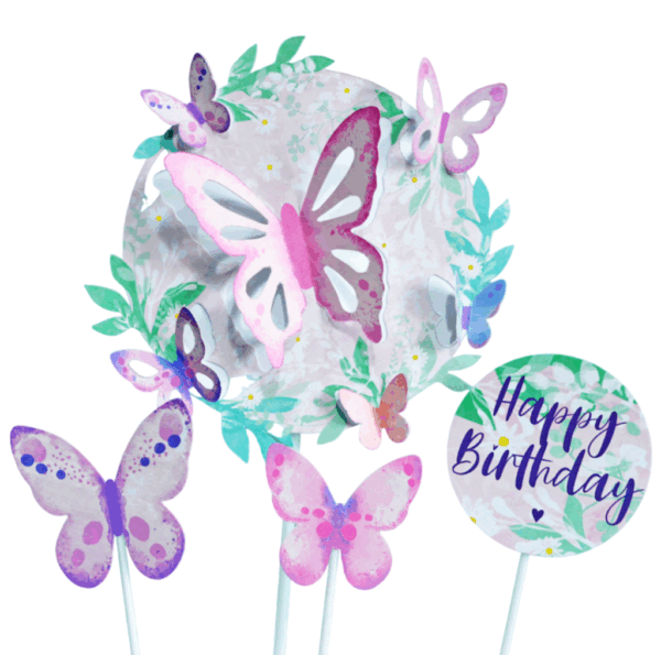 ADORNO TOPPER HAPPY BIRTHDAY MARIPOSAS 3D 383 x4u.RONDINELLA