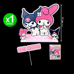 ADORNO ENCASTRE CON BASE FELIZ CUMPLE KUROMY Y MELODYx1u.(POMPI DU)