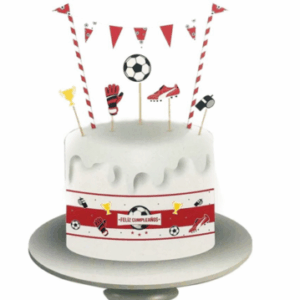 DECORACION PARA TORTAS FOOTBALL ROJO Y BLANCO