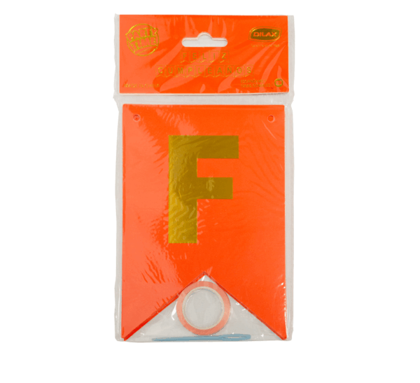 NUEVO BANDERIN LISO FELIZ CUMPLE NEON NARANJA  (00113227) x U