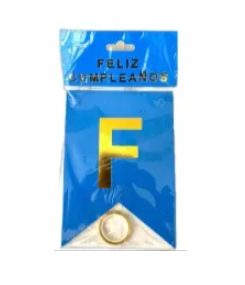 NUEVO BANDERIN LISO FELIZ CUMPLE NEON AZUL  (00113227) x U