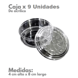 CAJITA DE ACRILICO CON TAPA MULTIUSO (8x4Cm) x9u.