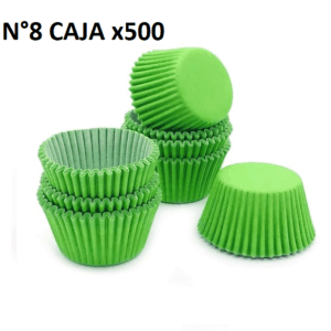 PIROTIN CUPCAKE Nº8 LISO VERDE MANZANA (M-PACK) CAJA x500 APROX PL6